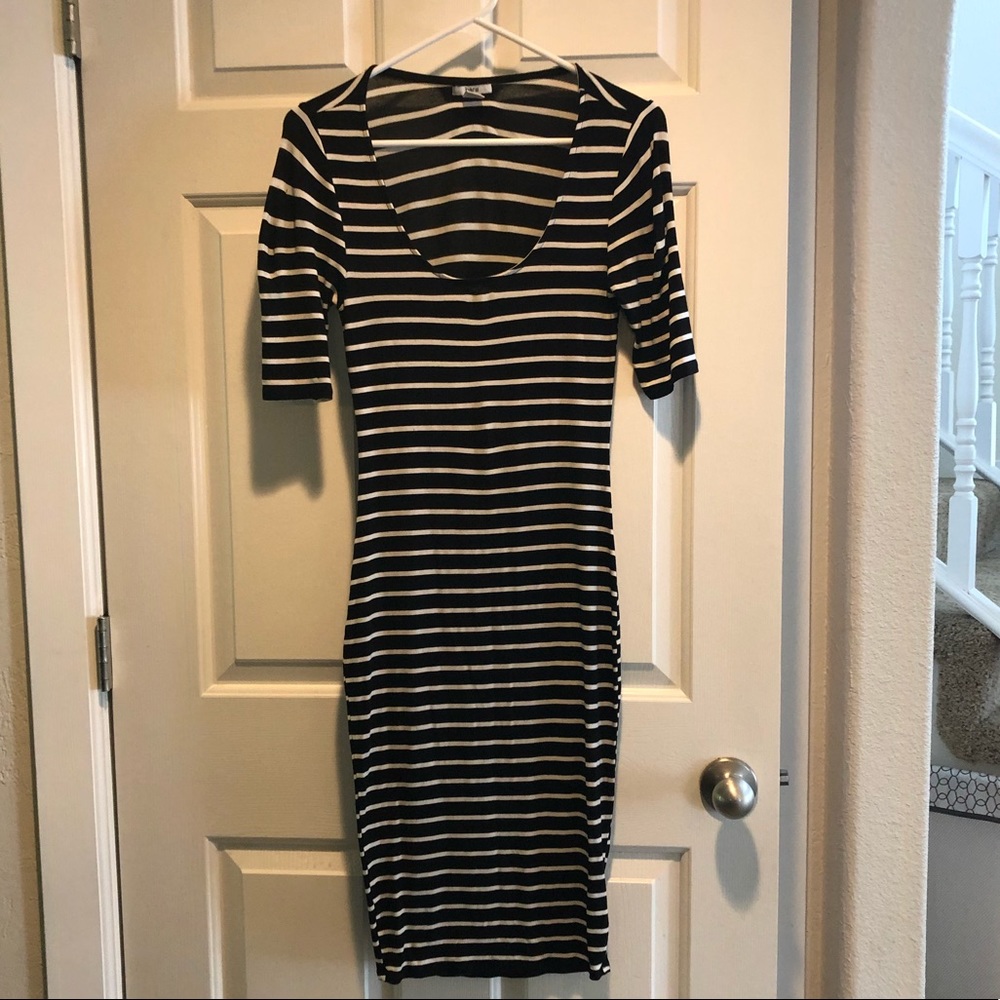 Bar III black and white striped dress
